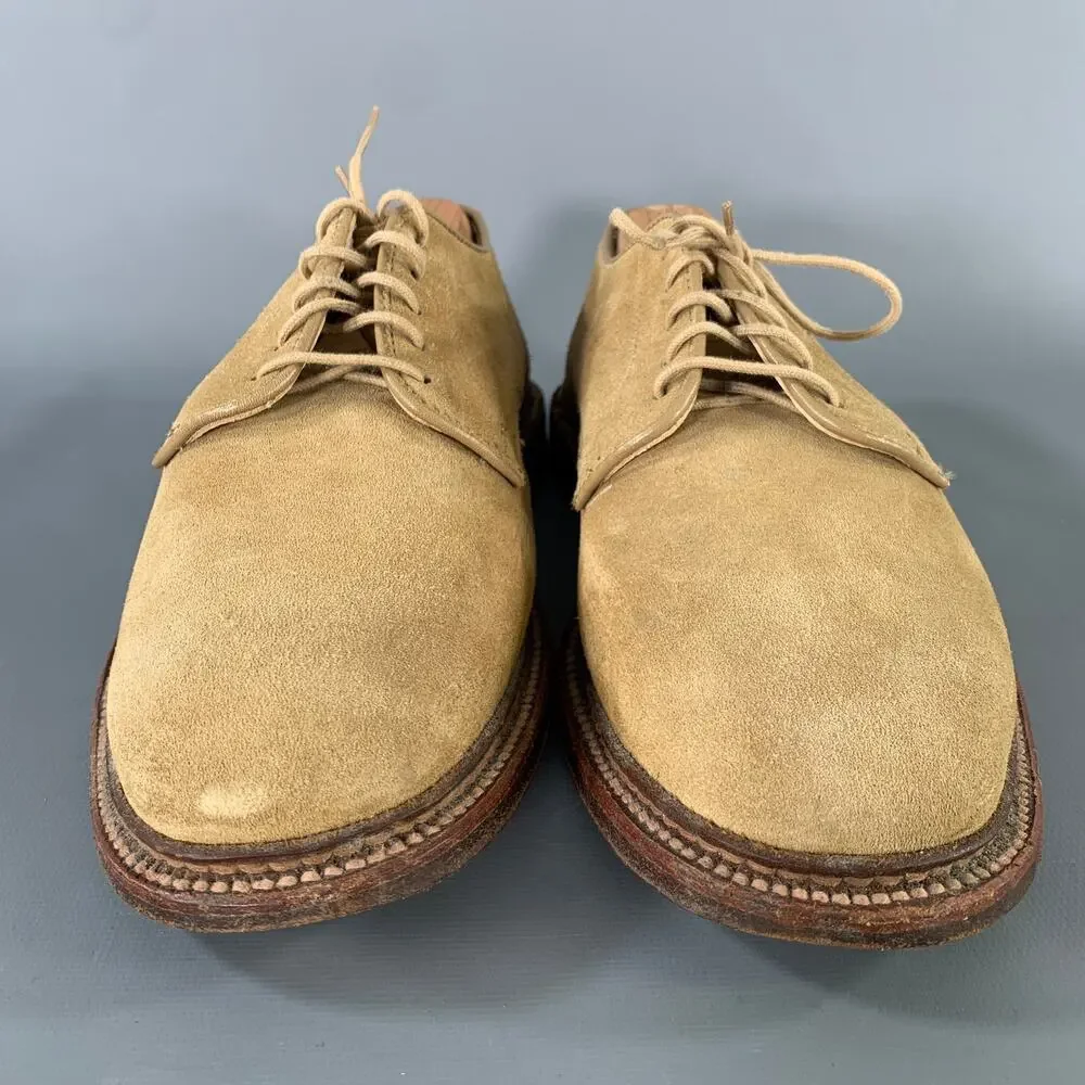Alden Plain Tan Suede Derby Lace Up Shoes